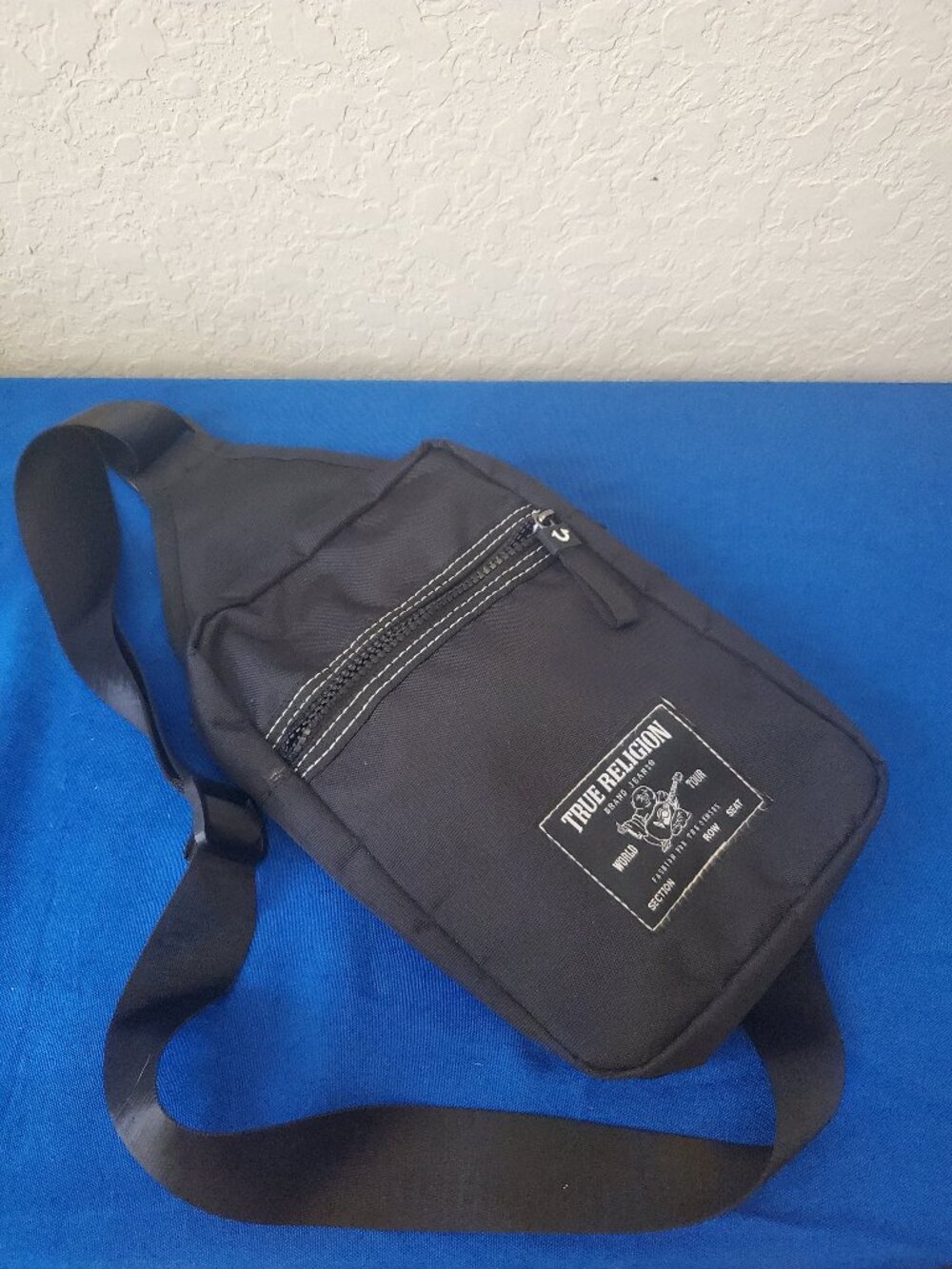 True Religion Yeta Black Canvas Sling Crossbody Bag One Size